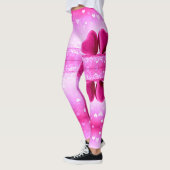 Leggings avec coeur rose en spandex/polyester. (Gauche)