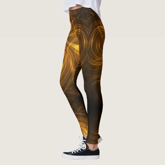 Leggings avec des motifs abstraits dorés et bruns (Gauche)