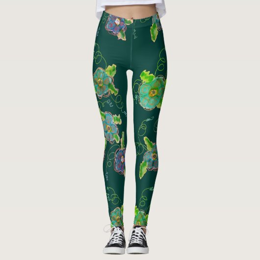 Leggings Avec Design Fleur Moderne (Devant)