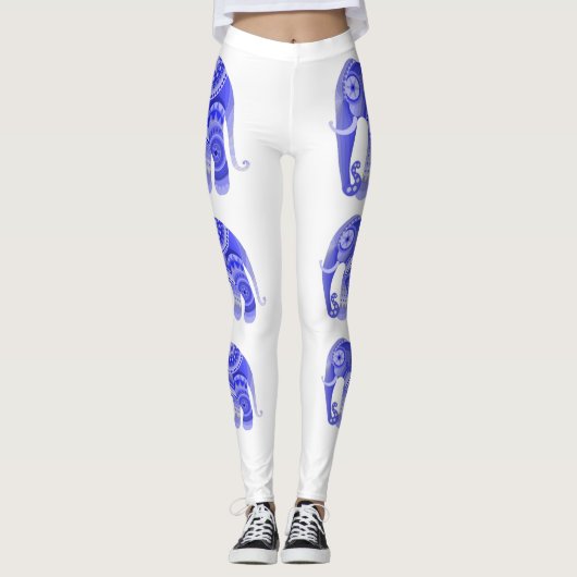 Leggings avec éléphant bleu (Devant)