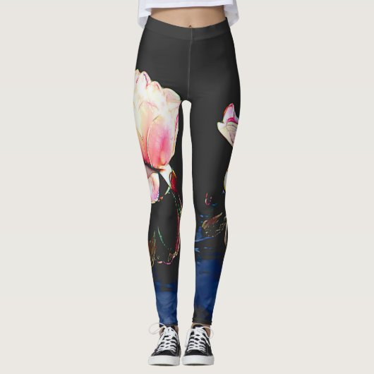 Leggings avec grande fleur de verre (Devant)