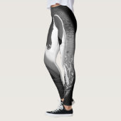 Leggings Avec l'image stylisée noire et blanche de cygne (Gauche)