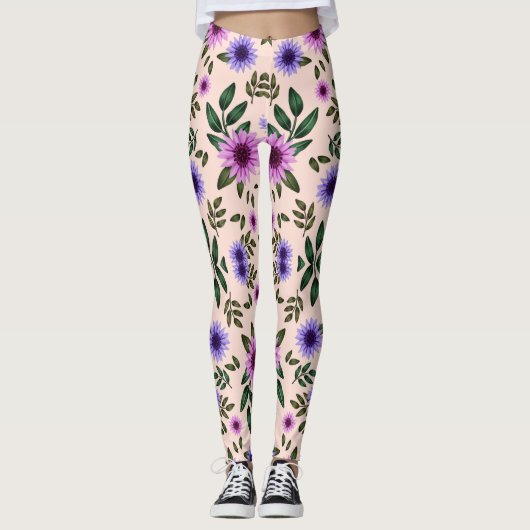 Leggings avec un motif floral vibrant (Devant)