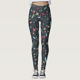 Leggings Avion noir et Motif de l'aviation