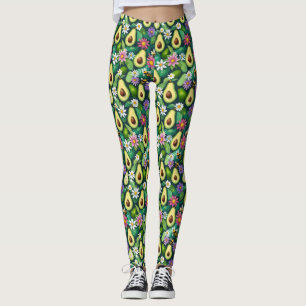 Leggings Avocados joués avec les abeilles et les fleurs