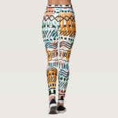 Leggings Aztec Abstrait CORAL MINT Motif noir (Dos)