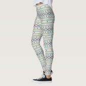 Leggings Aztec Formes Motif Rusts Crème Turquoise-Bleu (Gauche)