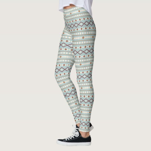 Leggings Aztec Formes Motif Rusts Crème Turquoise-Bleu (Gauche)