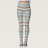 Leggings Aztec Mixte Motif Motif Rusts Crème Bleu (Devant)