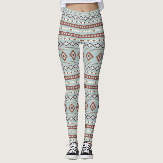 Leggings Aztec Mixte Motif Motif Rusts Crème Bleu (Devant)