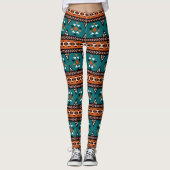 Leggings Aztec Motif tribal bleu (Devant)