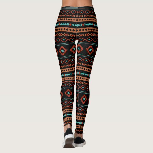 Leggings Aztec Rusts Turquoise Noir Motifs mélangés Motif (Dos)