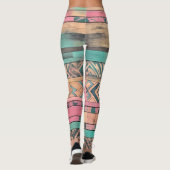 Leggings Aztec Sud-Ouest Bleu Et Tribal Rose (Dos)