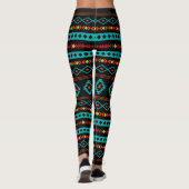 Leggings Aztec Turquoise Reds Yellow Black Motifs mixtes Mo (Dos)