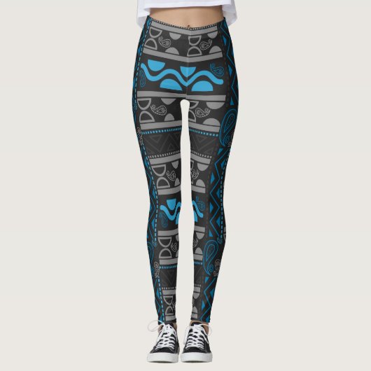 Leggings Aztèque bleu (Devant)