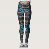 Leggings aztèque bleu (Devant)