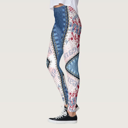 Leggings azul jeans con cortes (Gauche)