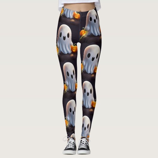 Leggings Baby Ghost Déplaisant mignon caractère Halloween (Devant)