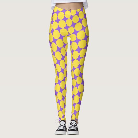Leggings Bactérie Violet jaune Motif minimal (Devant)