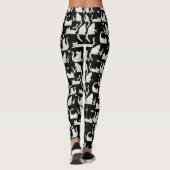 Leggings Bad Cats Knocking Stuff Over, White Cats on Black (Dos)