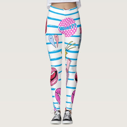 Leggings Badges de patchs de dessin animé : pop art. (Devant)