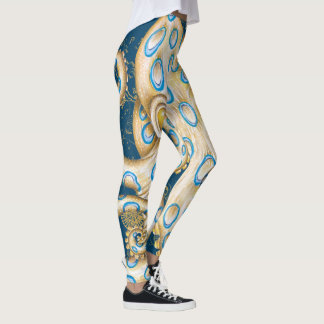 Leggings Bague bleue Octopus Indigo Carte Vintage Nautique