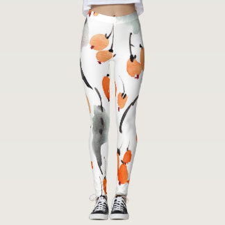 Leggings Baies, aquarelle feuille, illustration d'encre, co