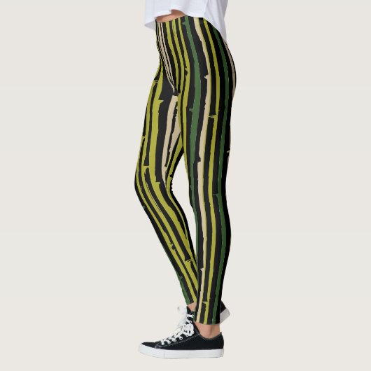Leggings Baies de bambou vert sur noir (Gauche)
