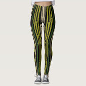 Leggings Baies de bambou vert sur noir (Devant)