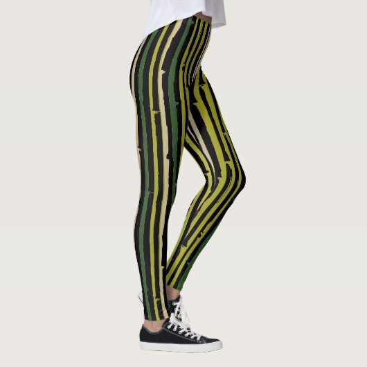 Leggings Baies de bambou vert sur noir (Droite)