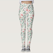 Leggings Baies de houx rouges de Noël (Devant)