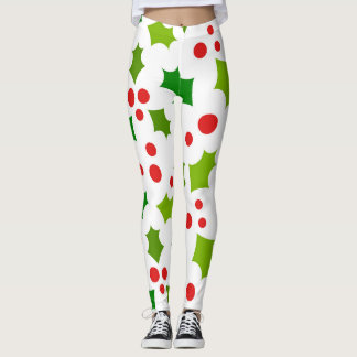 Leggings Baies saintes de Noël et feuilles