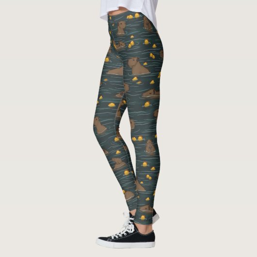 Leggings Bain chaud Capybara avec Yuzu Fruit  (Gauche)