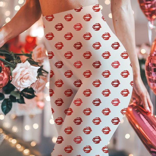 Leggings Baiser blanc et rouge