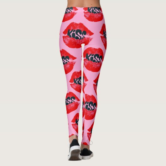 Leggings Baiser de Pop Art Lèvres Répéter (Dos)