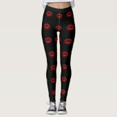 Leggings Baiser mes pantalons Lèvres rouges Jambes noires (Devant)