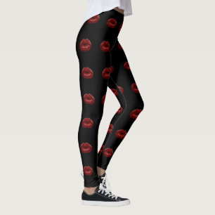 Leggings Baiser mes pantalons Lèvres rouges Jambes noires