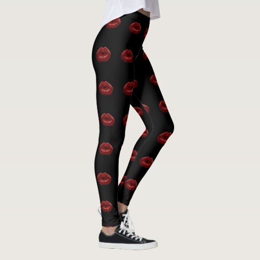 Leggings Baiser mes pantalons Lèvres rouges Jambes noires (Droite)