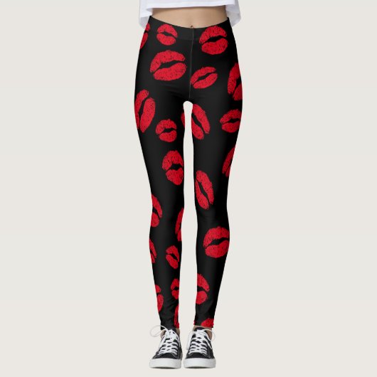 Leggings Baisers en noir (Devant)