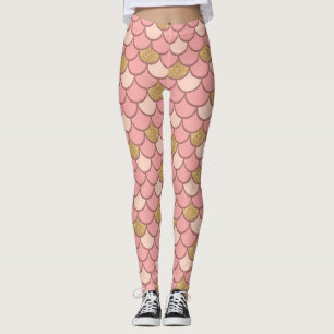 Leggings Balances de sirène d'or rose avec Parties scintill