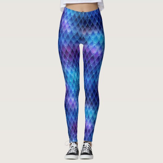 Leggings Balances Dragon Bleues et Argent (Devant)
