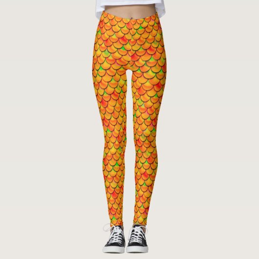 Leggings Balances orange et verte tombées (Devant)