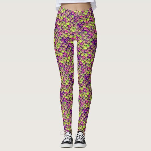 Leggings Balances violettes et vertes (Devant)