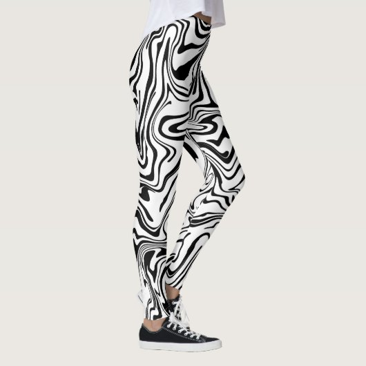Leggings Balayage Abstrait noir et blanc (Droite)