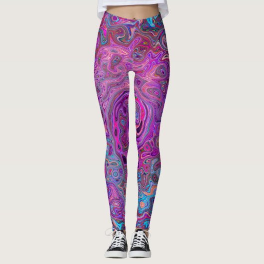 Leggings Balayage Abstrait violet, bleu et rouge (Devant)