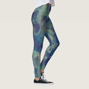 Leggings Balayage en marbre bleu Abstrait