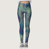 Leggings Balayage en marbre bleu Abstrait (Devant)