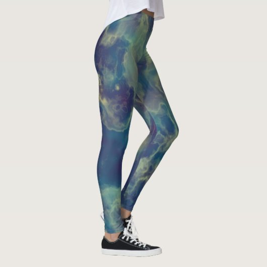 Leggings Balayage en marbre bleu Abstrait (Droite)