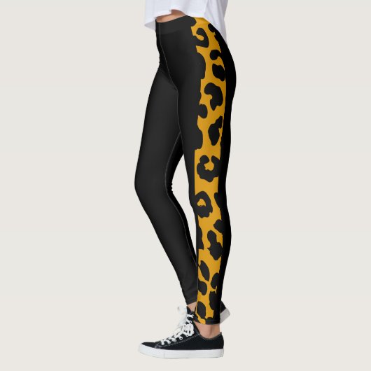 Leggings Balck And Gold Leopard Safari Pattern (Gauche)