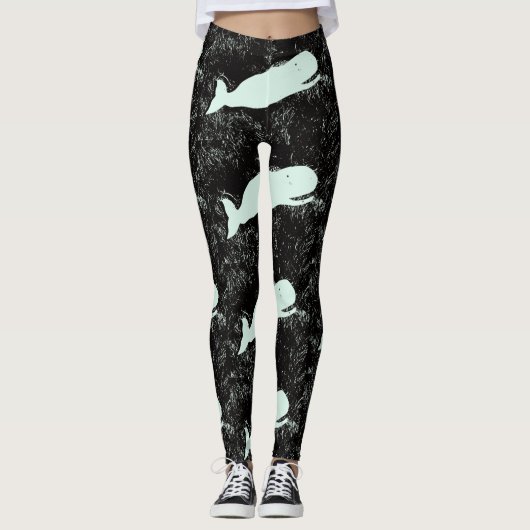 Leggings baleines blanches noires (Devant)